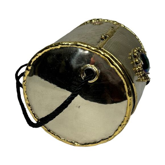 Vintage Lunacy Designs Hand Crafted Mixed Metal Mini Purse Bag Gold Silver Stone - Picture 5 of 11